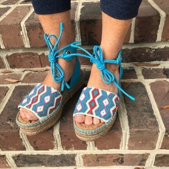 Sam Edelman Neera Platform Beaded Espadrille Flatform Sandals Women's 11